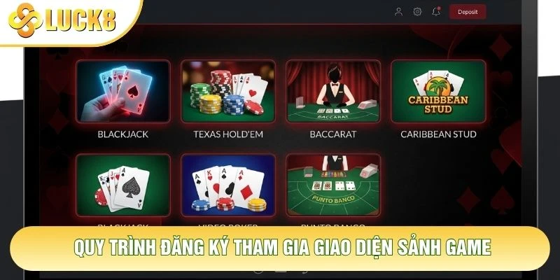 Quy trình đăng ký tham gia giao diện sảnh game